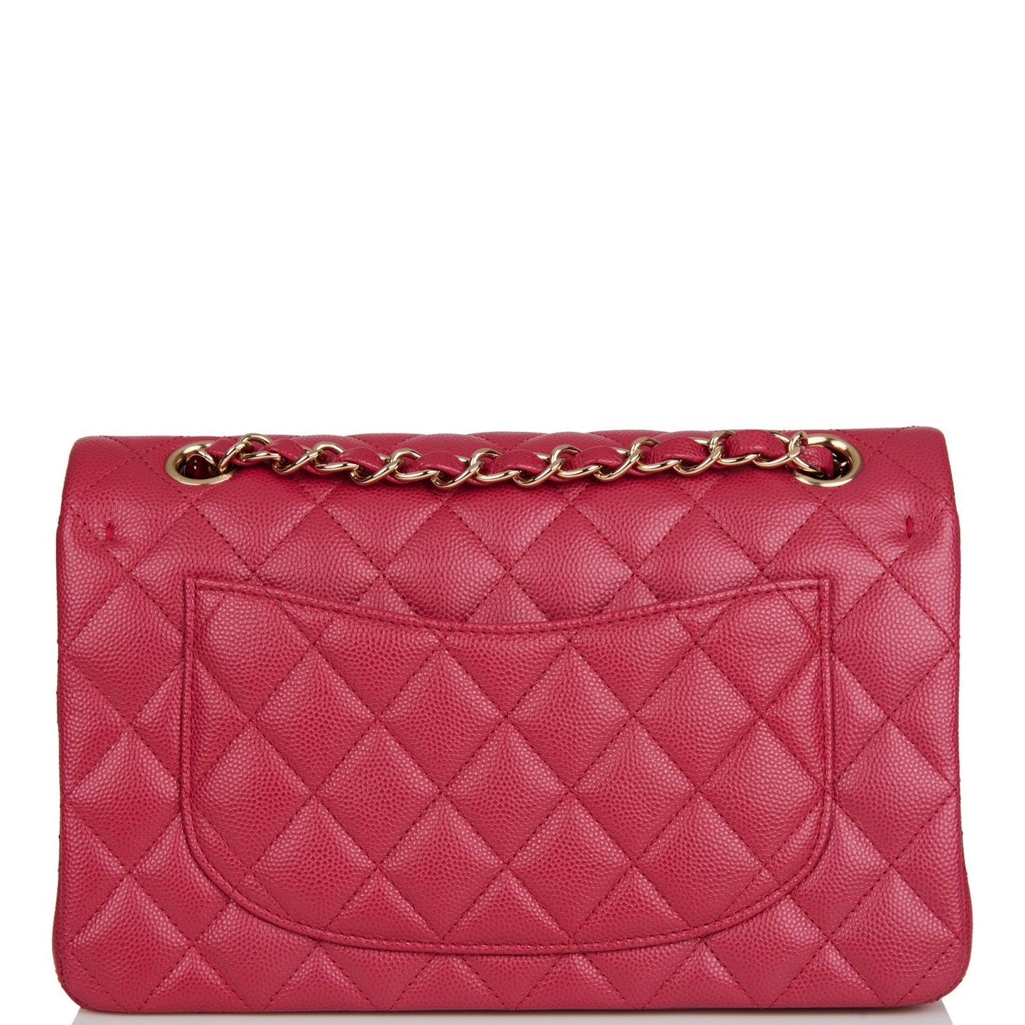Chanel Small Classic Double Flap Dark Pink Caviar Light Gold Hardware