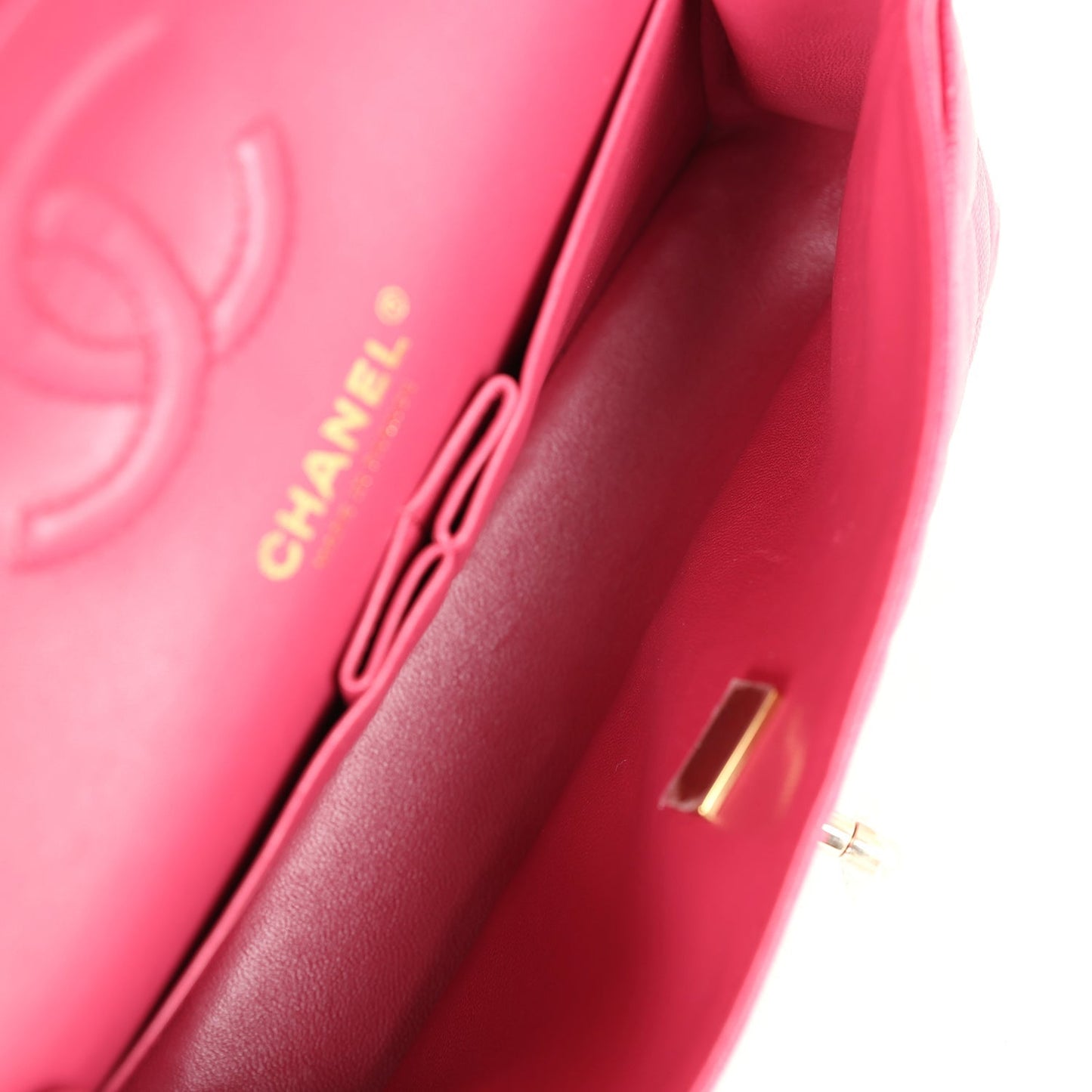 Chanel Small Classic Double Flap Dark Pink Caviar Light Gold Hardware
