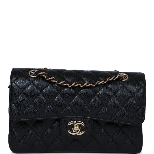 Chanel Small Classic Double Flap Bag Black Caviar Gold Hardware