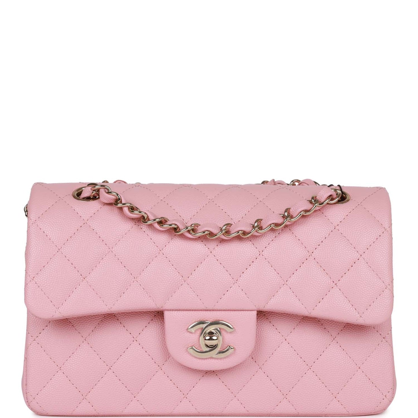 Chanel Small Classic Double Flap Bag Pink Caviar Light Gold Hardware