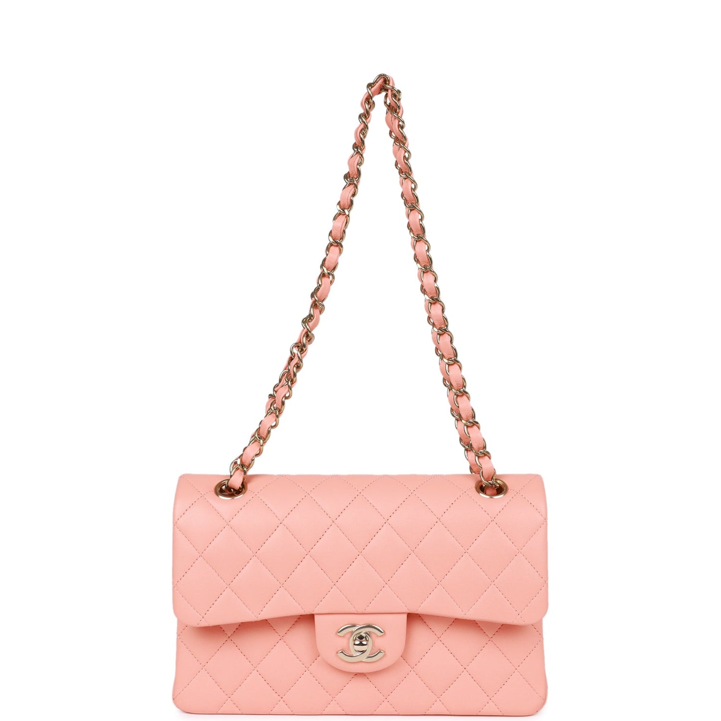 PAYMENT 1 OF 2 Chanel Small Classic Double Flap Pink Lambskin Light Gold Hardware