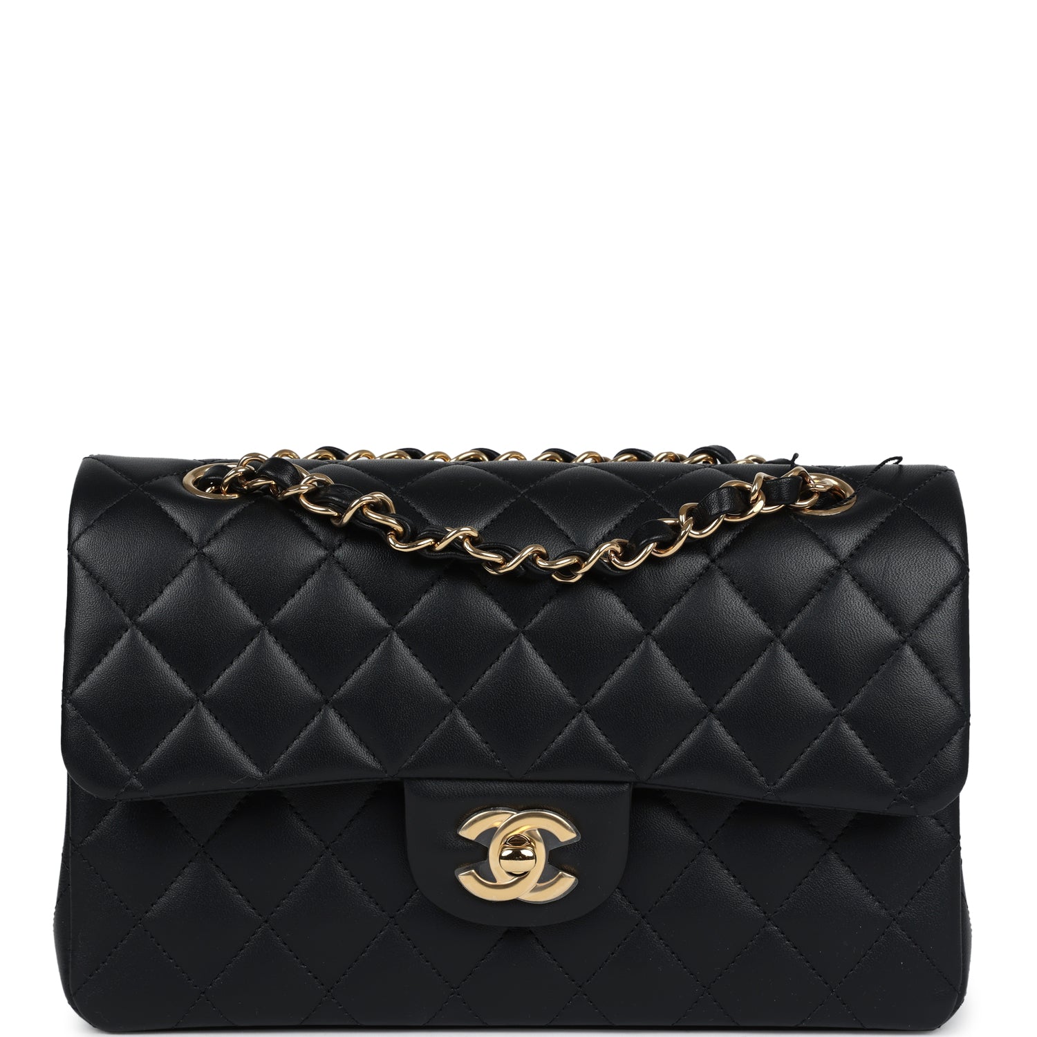 Chanel Small Classic Double Flap Black Lambskin Gold Hardware Shoulder Bag