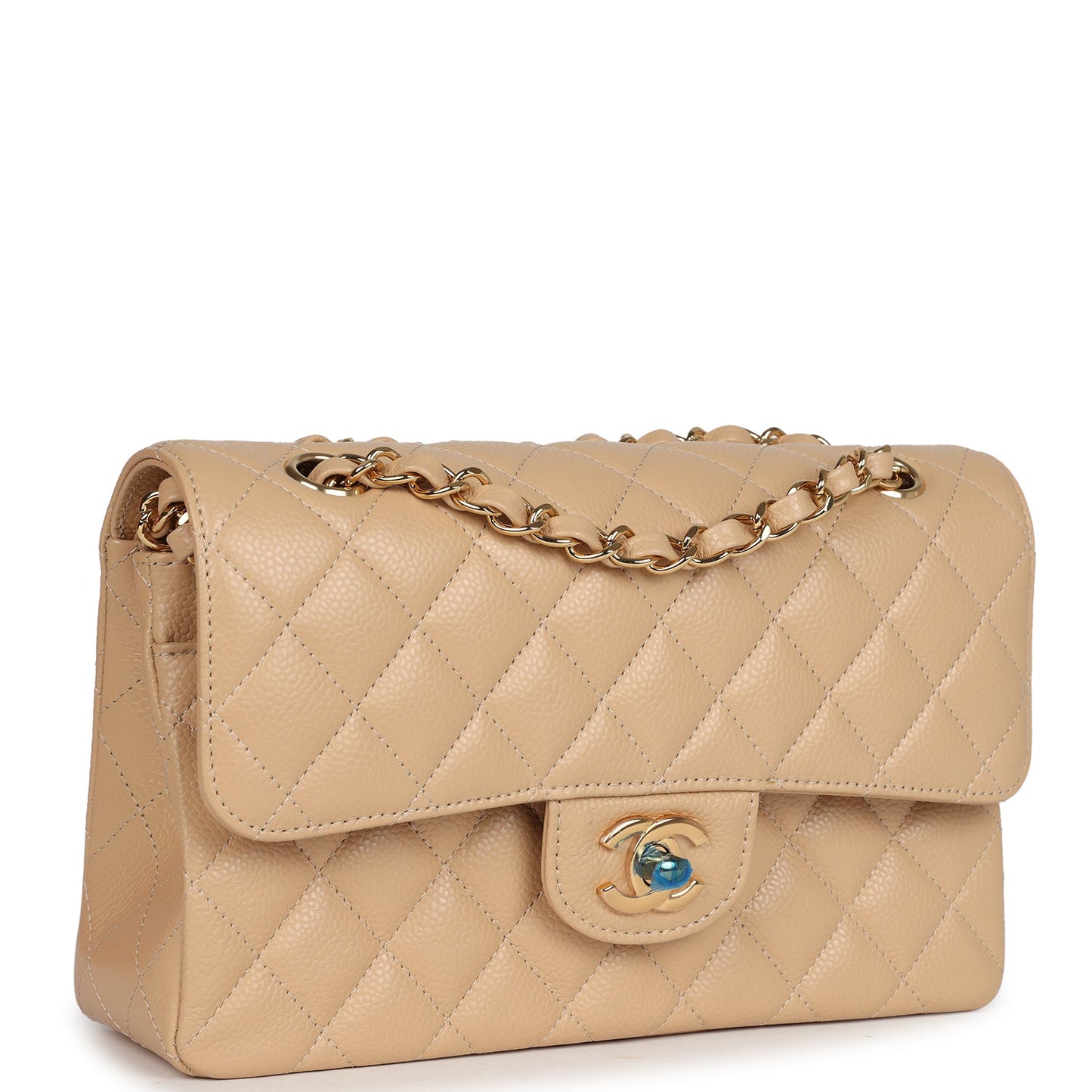 Chanel Small Classic Double Flap Bag Beige Caviar Gold Hardware Classic Flap