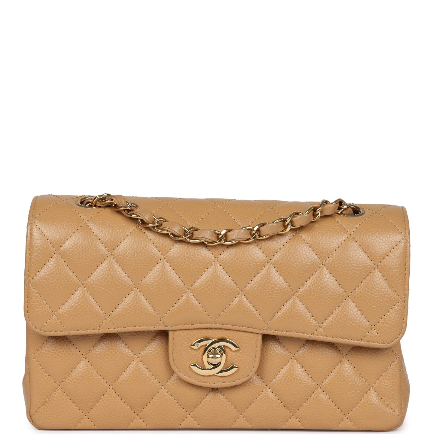 Chanel Small Classic Double Flap Dark Beige Caviar Gold Hardware