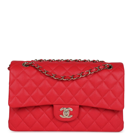 Chanel Small Classic Double Flap Red Caviar Light Gold Hardware Crossbody