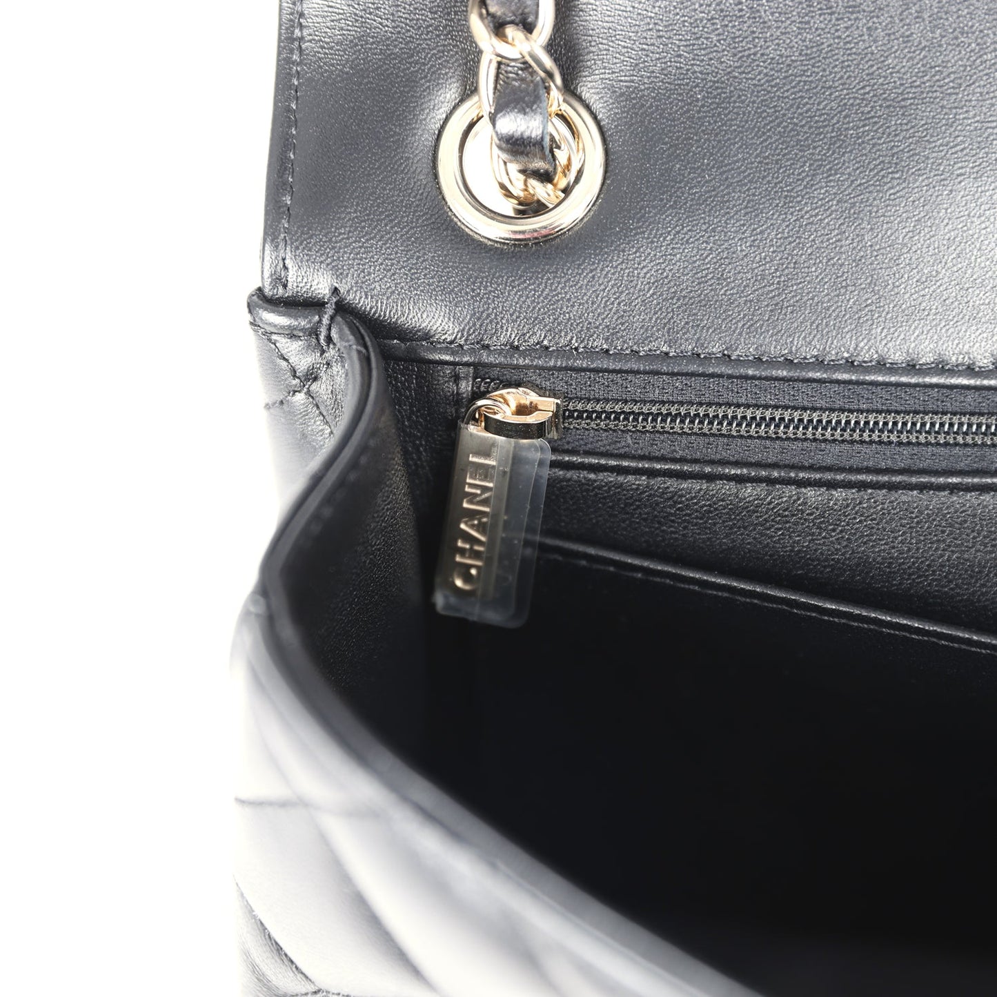 Chanel Small Graphic Frame Flap Bag Black and White Lambskin Light Gold Hardware