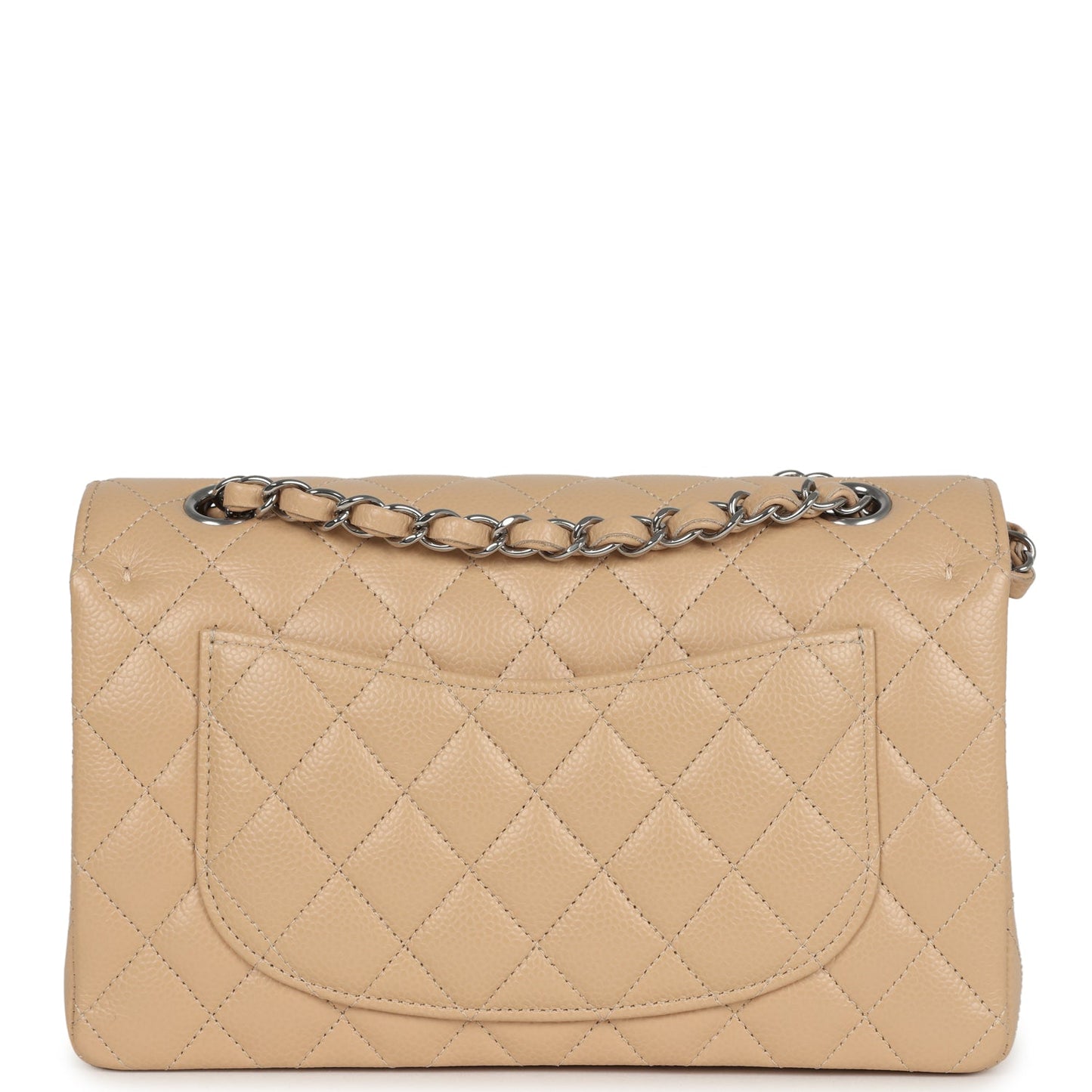 Chanel Small Classic Double Flap Bag Beige Caviar Silver Hardware Classic Flap