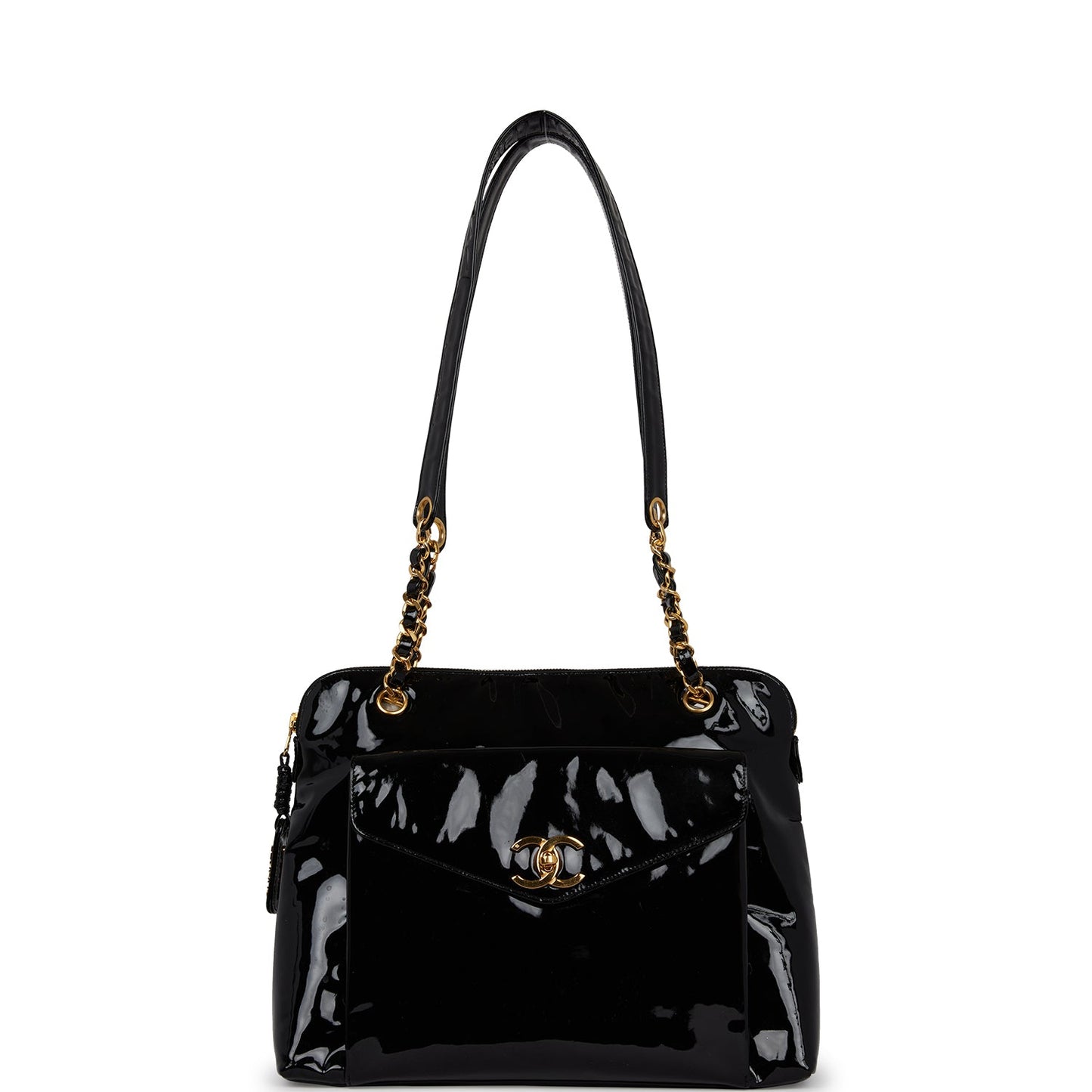 Chanel  Tote Bag Black Patent Gold Hardware