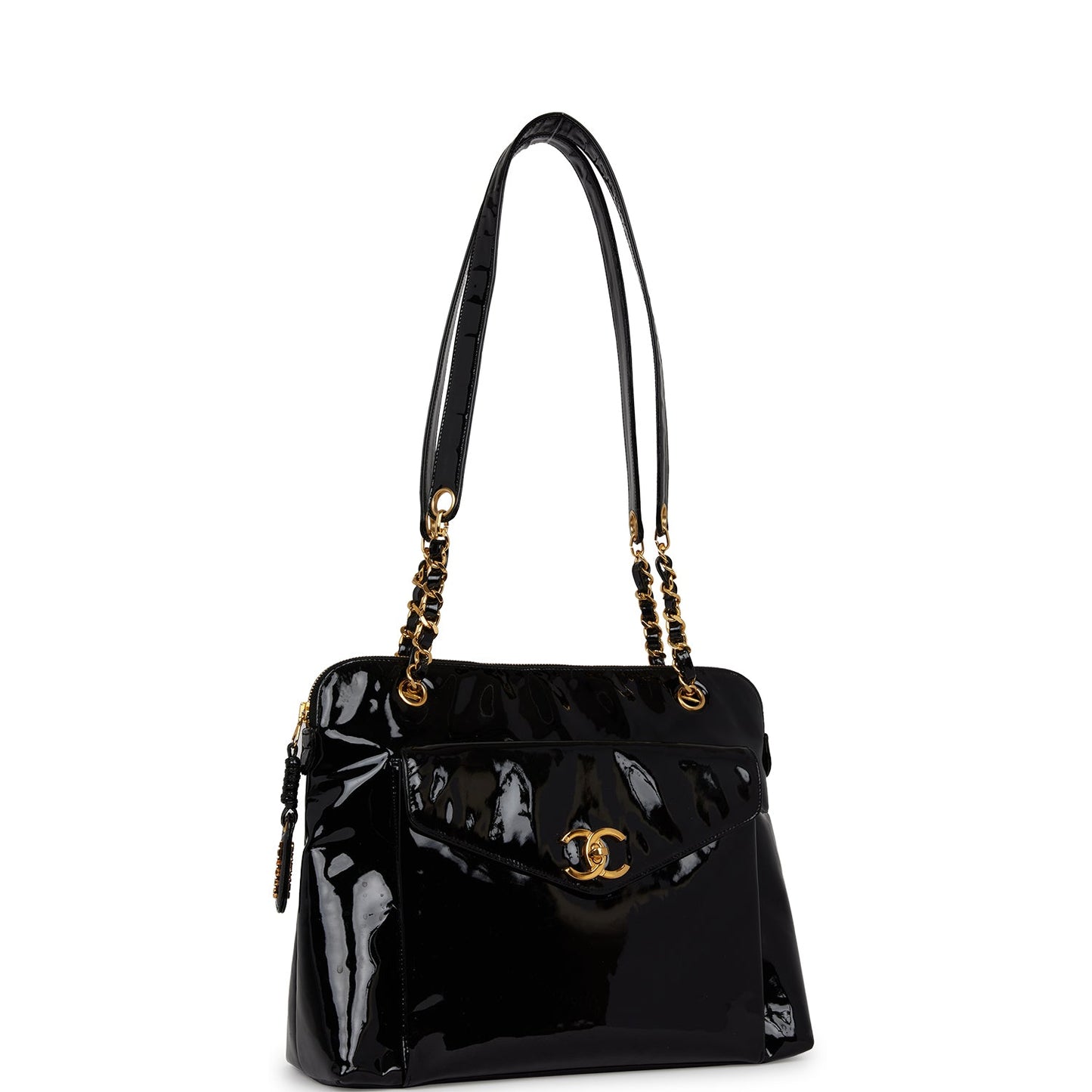 Chanel  Tote Bag Black Patent Gold Hardware