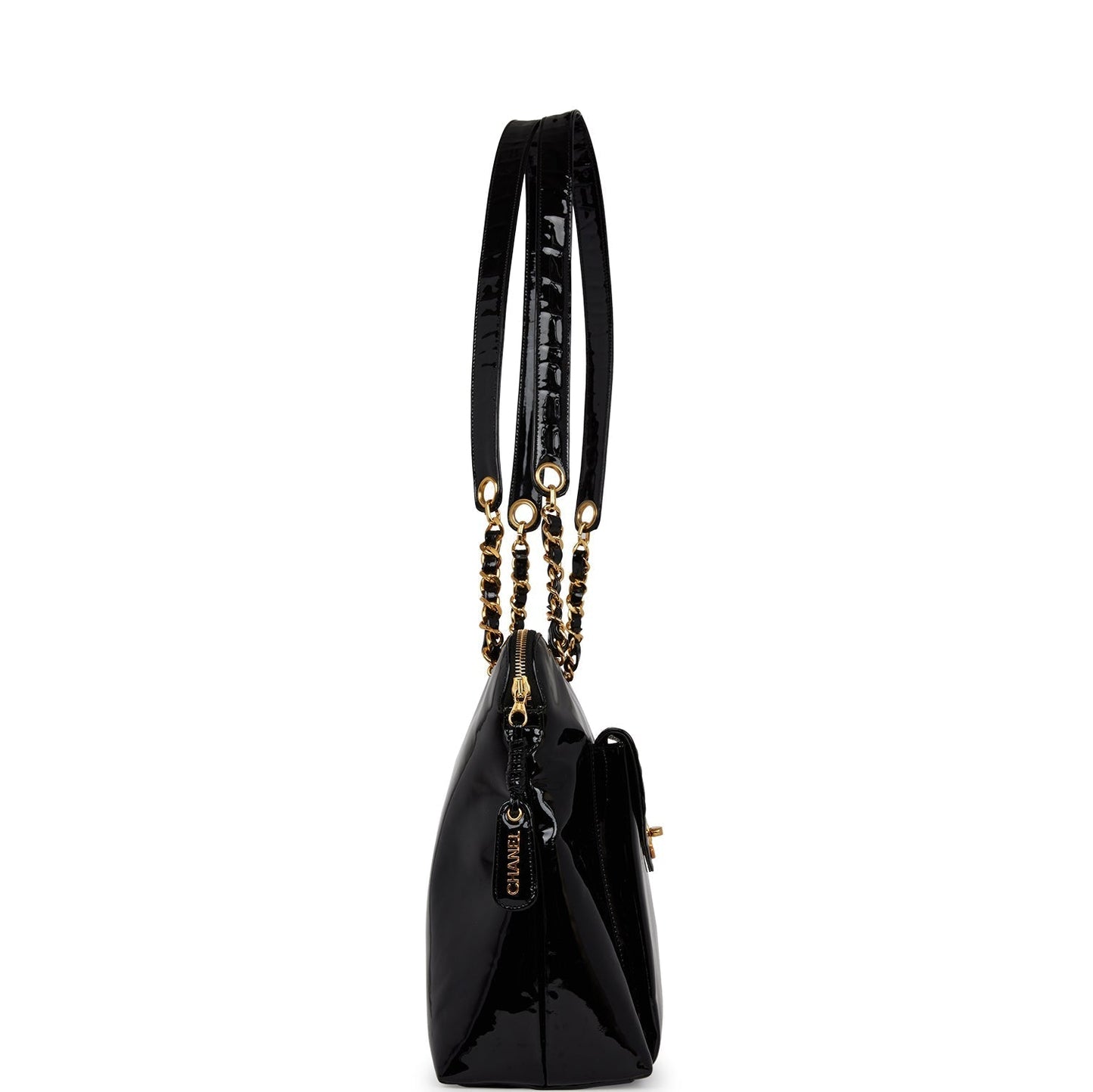 Chanel  Tote Bag Black Patent Gold Hardware