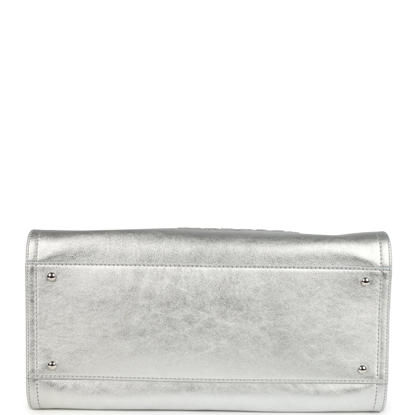 Chanel Medium Deauville Shopping Tote Metallic Silver Shiny Calfskin Silver Hardware
