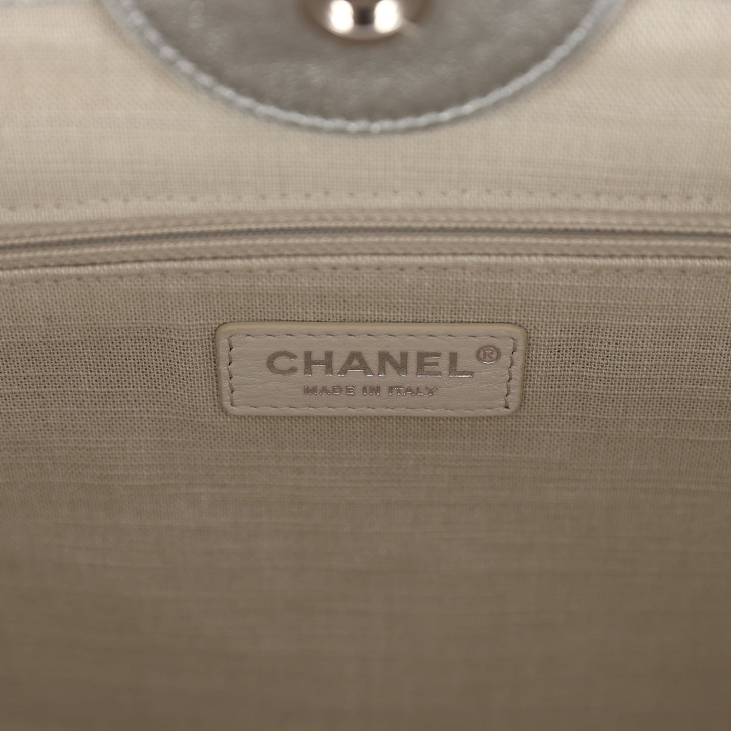 Chanel Medium Deauville Shopping Tote Metallic Silver Shiny Calfskin Silver Hardware