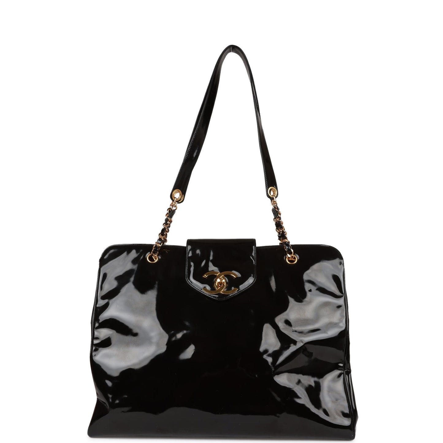 Chanel  Supermodel Weekender Tote Bag Black Patent Gold Hardware