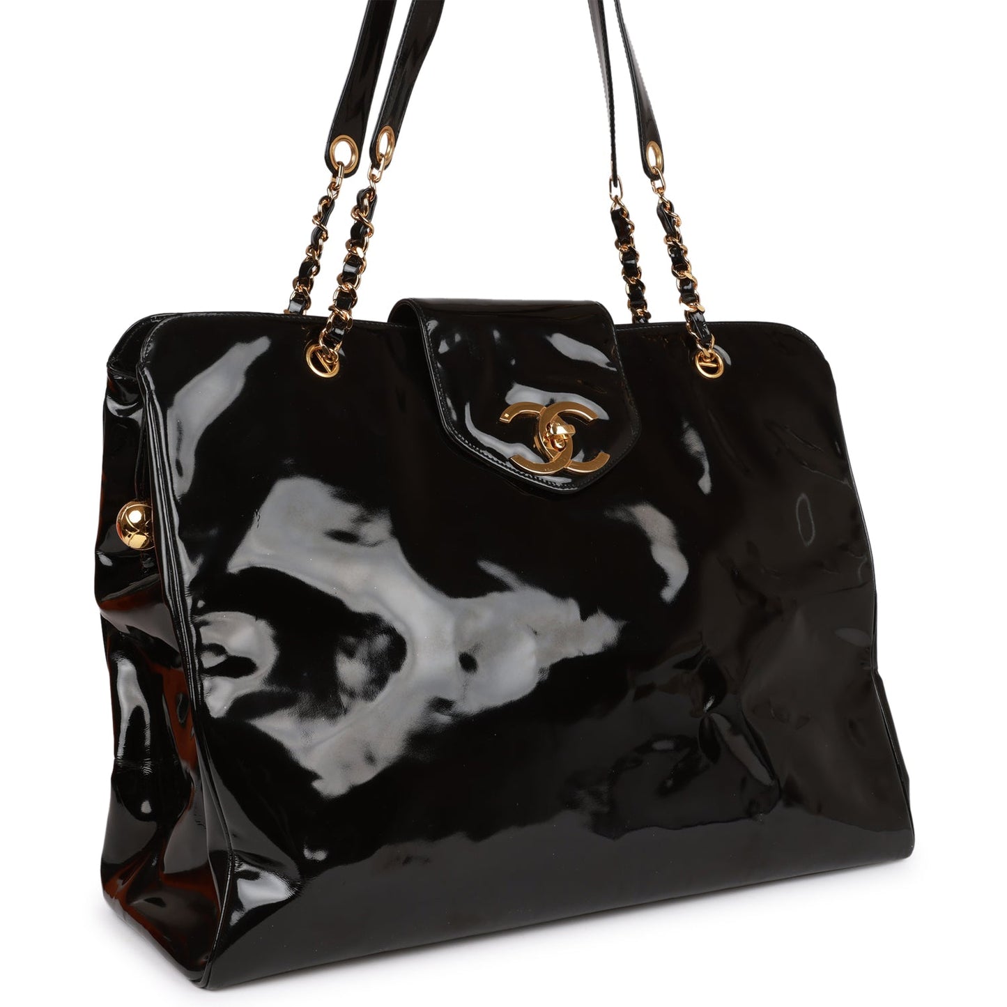Chanel  Supermodel Weekender Tote Bag Black Patent Gold Hardware