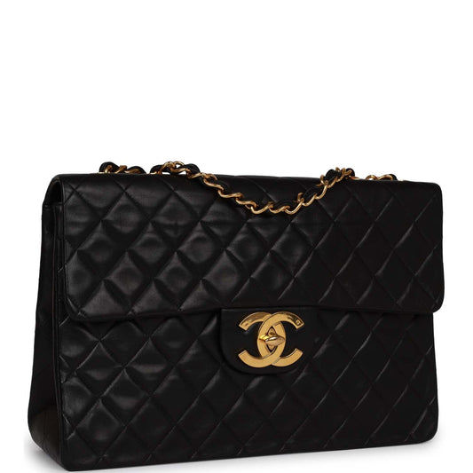 Chanel  XL Jumbo Flap Bag Black Lambskin Gold Hardware