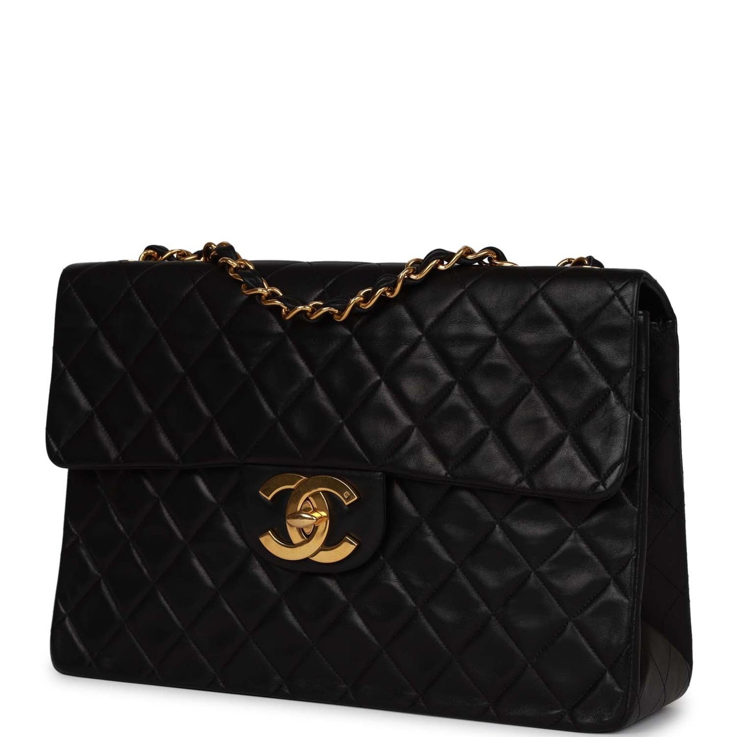 Chanel  XL Jumbo Flap Bag Black Lambskin Gold Hardware