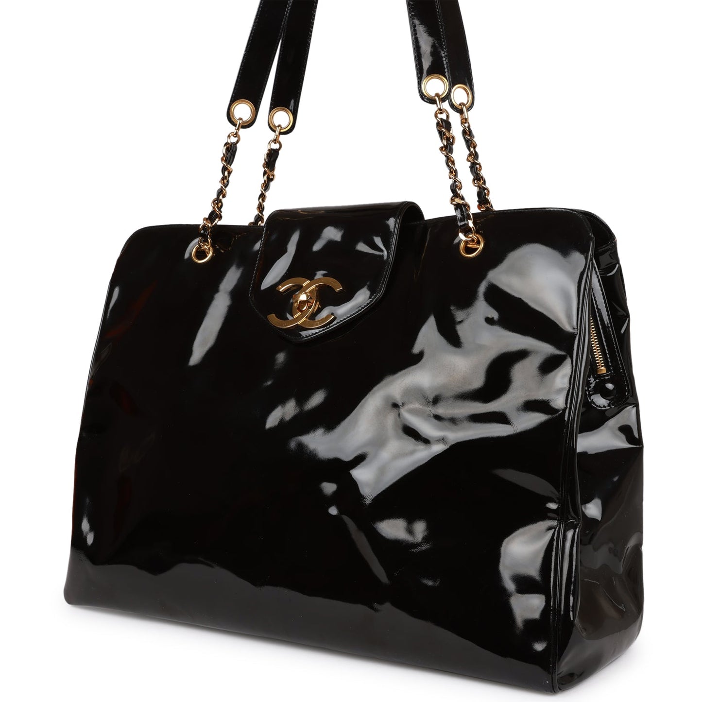 Chanel  Supermodel Weekender Tote Bag Black Patent Gold Hardware