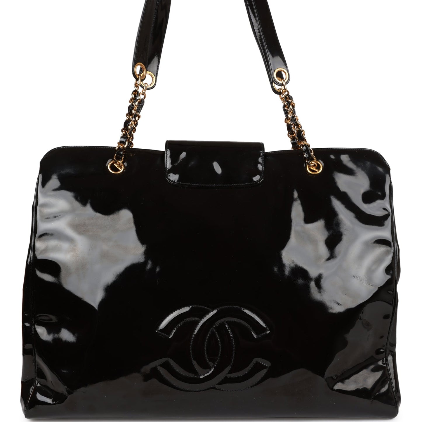 Chanel  Supermodel Weekender Tote Bag Black Patent Gold Hardware