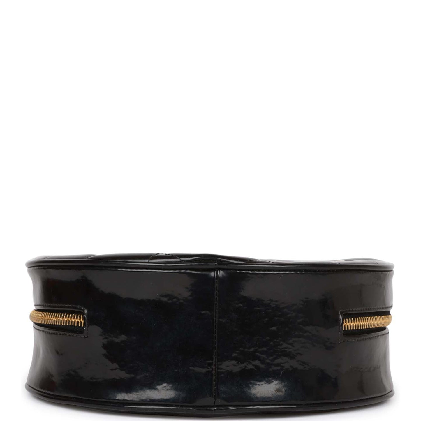 Chanel  Round Vanity Bag Black and White Patent Leather Antique Gold Hardware