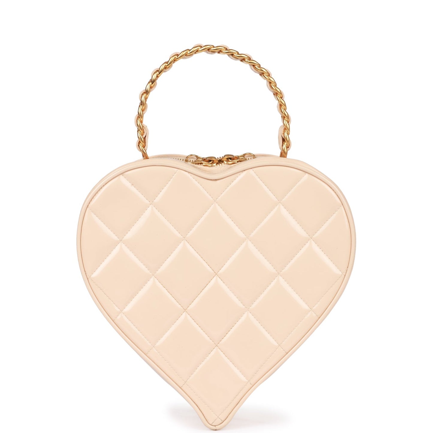 Chanel  Heart Vanity Bag Beige and Black Patent Antique Gold Hardware