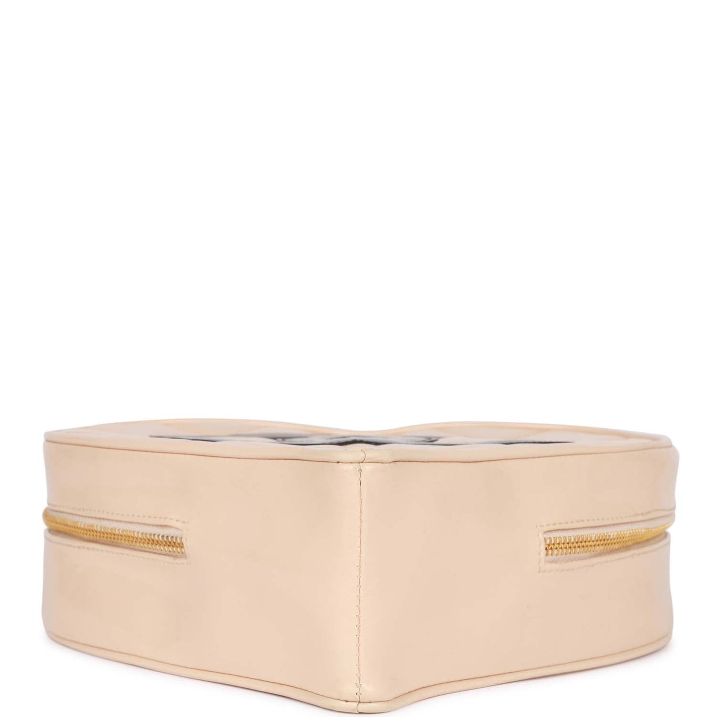 Chanel  Heart Vanity Bag Beige and Black Patent Antique Gold Hardware