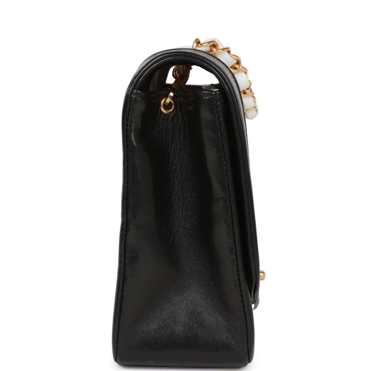 Chanel  Medium Diana Flap Bag White and Black Lambskin Gold Hardware