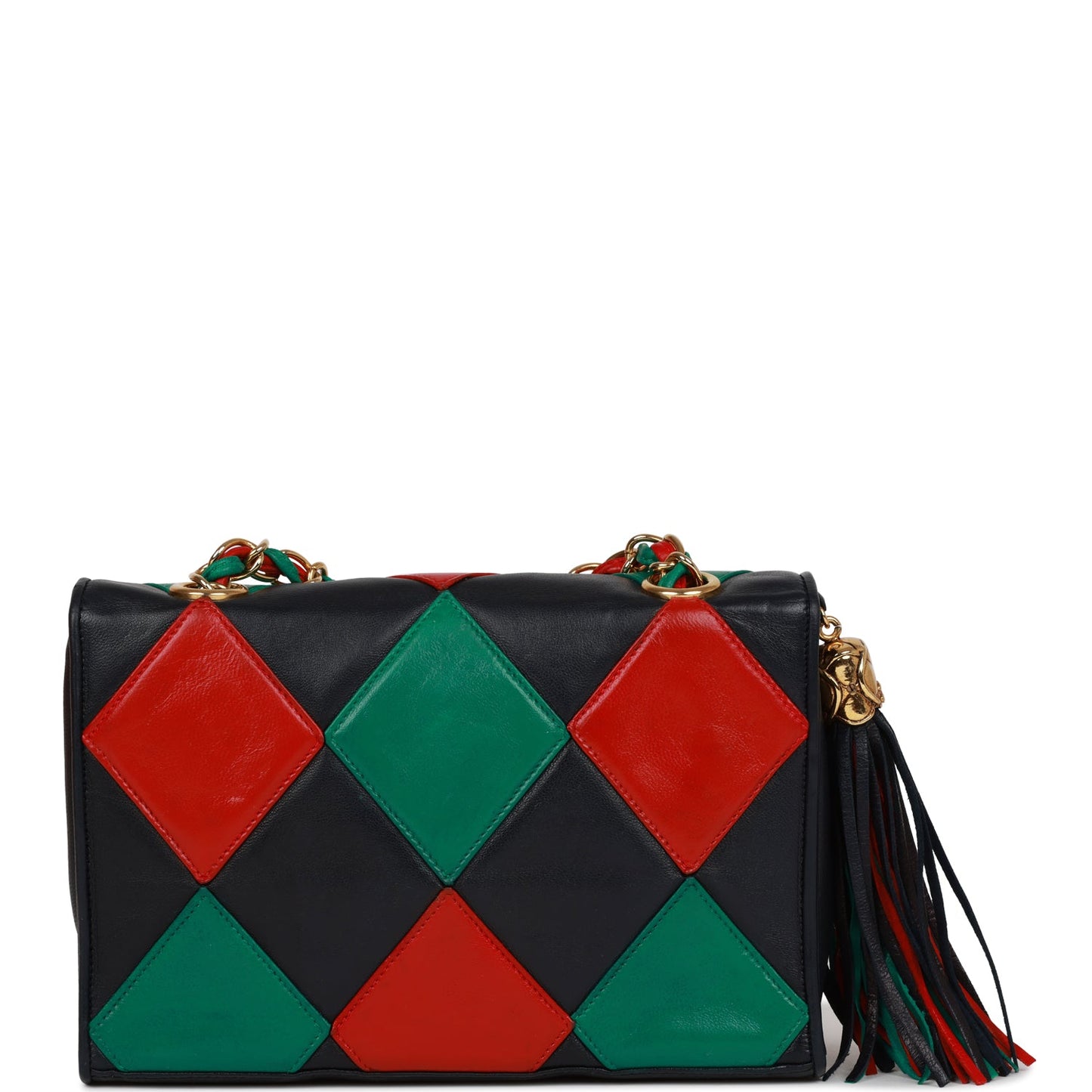 Chanel  Harlequin Flap Bag Green, Red and Blue Lambskin Gold Hardware