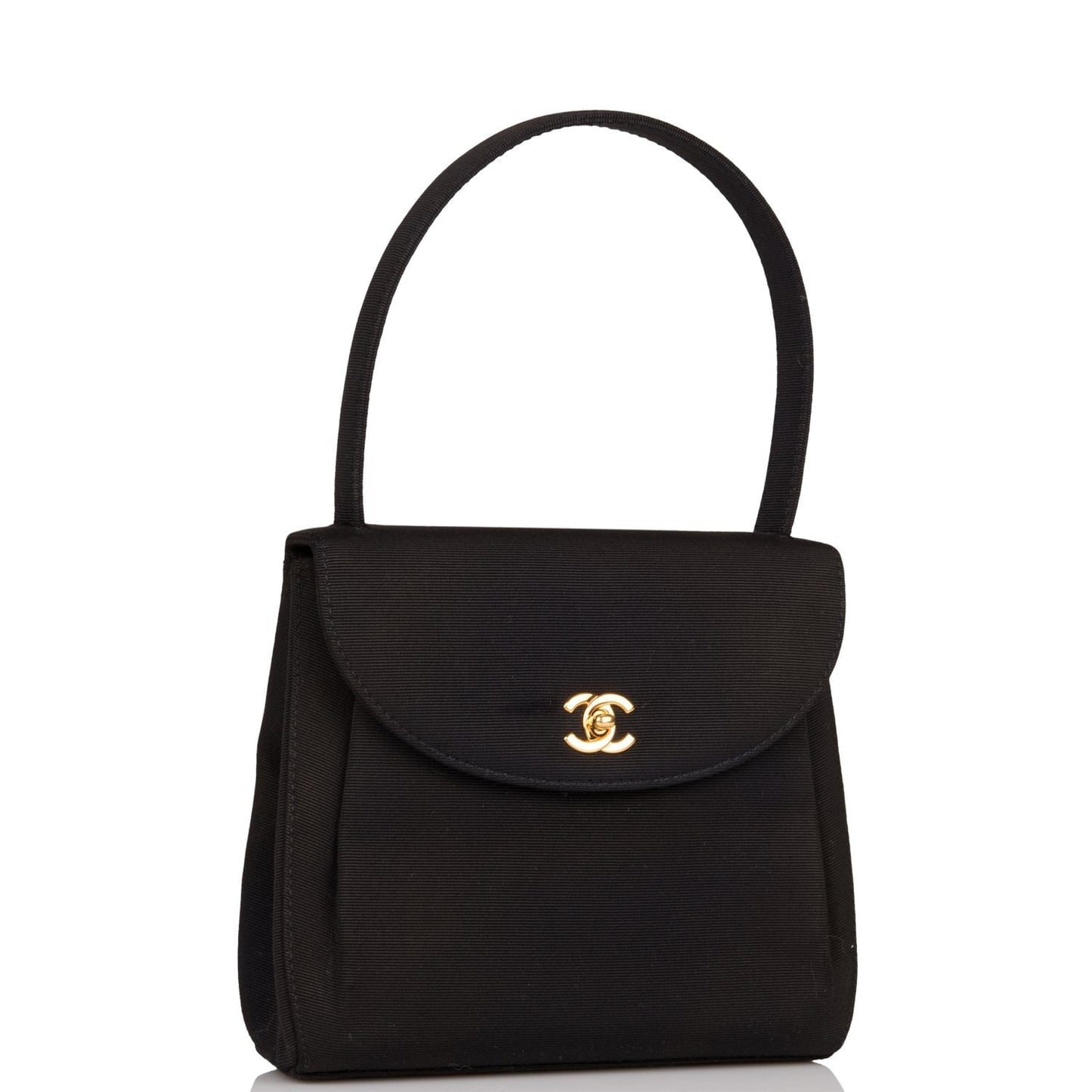 Chanel  Mini Kelly Bag Black Satin Gold Hardware