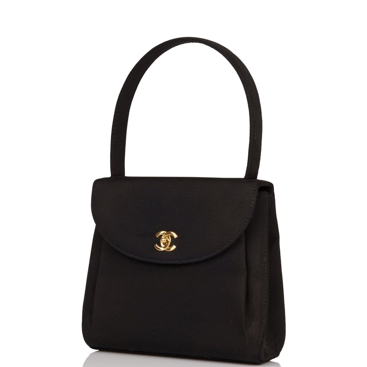Chanel  Mini Kelly Bag Black Satin Gold Hardware