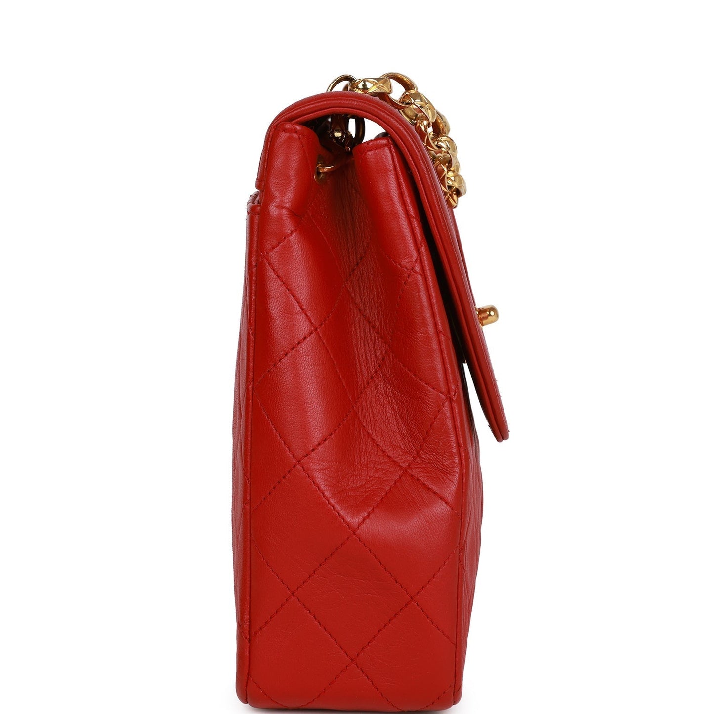 Chanel  Trapeze Flap Bag Red Lambskin Gold Hardware