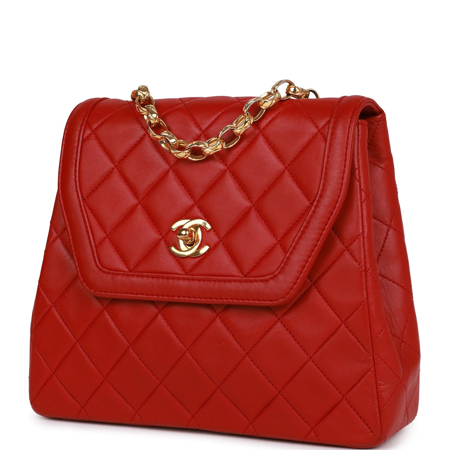 Chanel  Trapeze Flap Bag Red Lambskin Gold Hardware