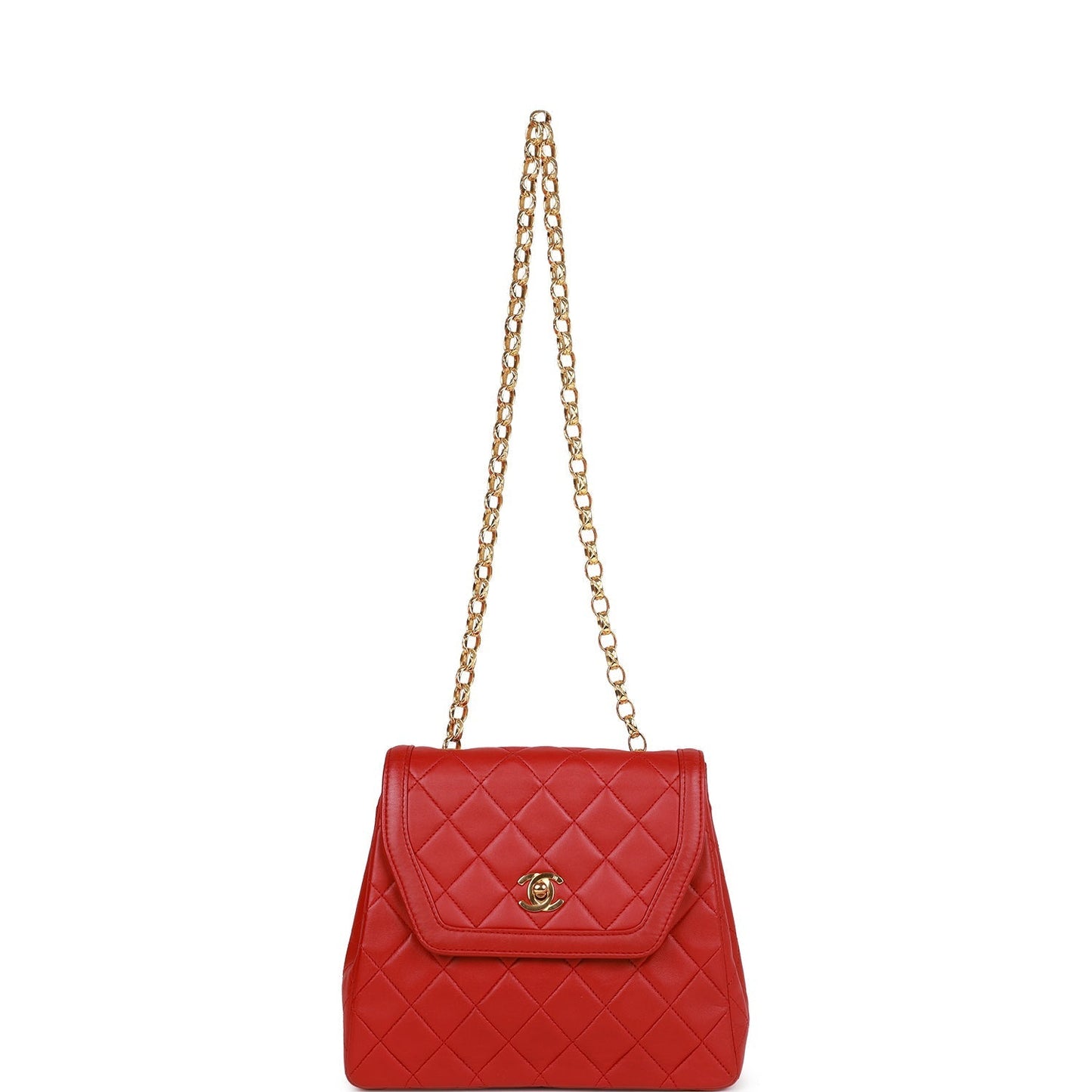 Chanel  Trapeze Flap Bag Red Lambskin Gold Hardware