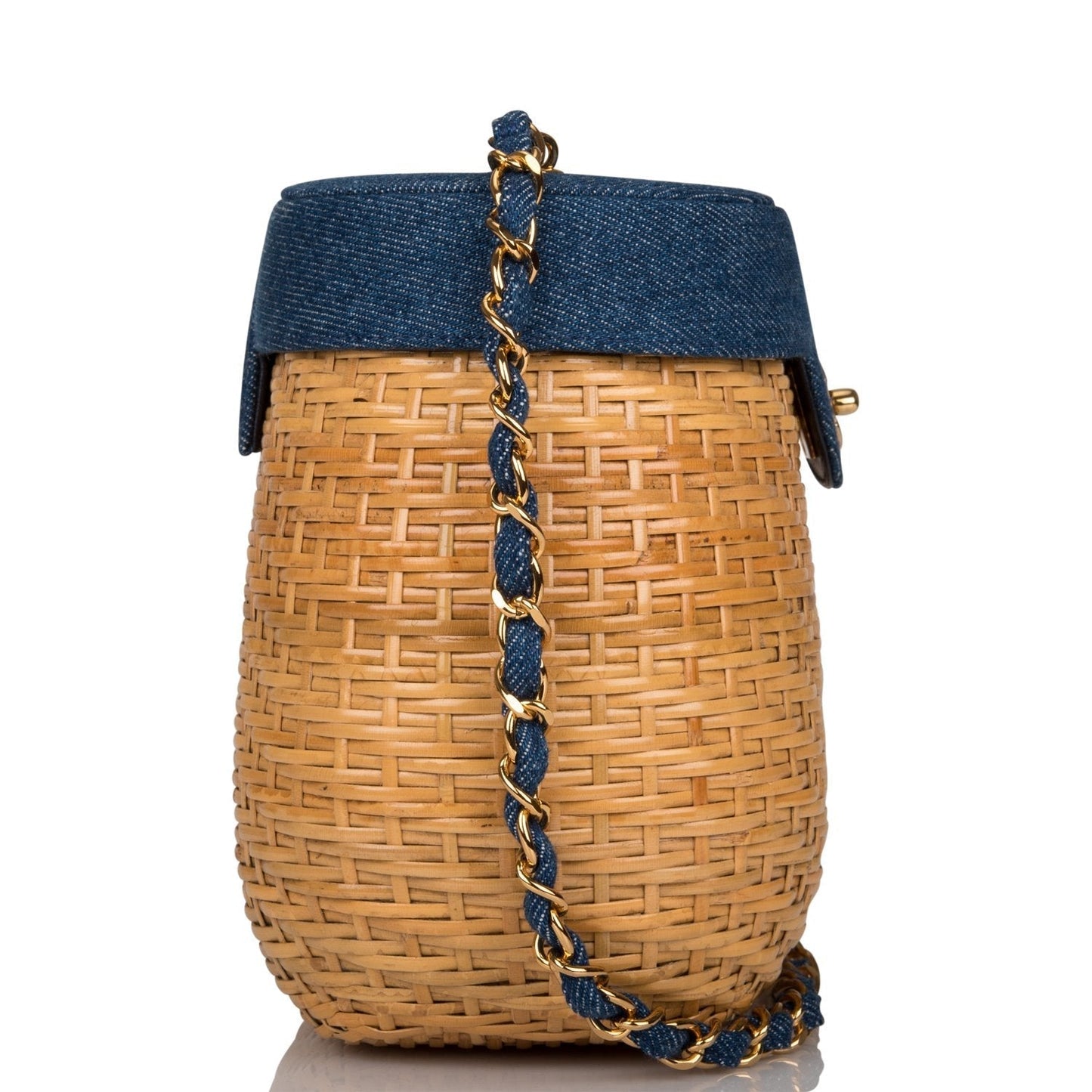 Chanel  Basket Bag Denim and Wicker Gold Hardware