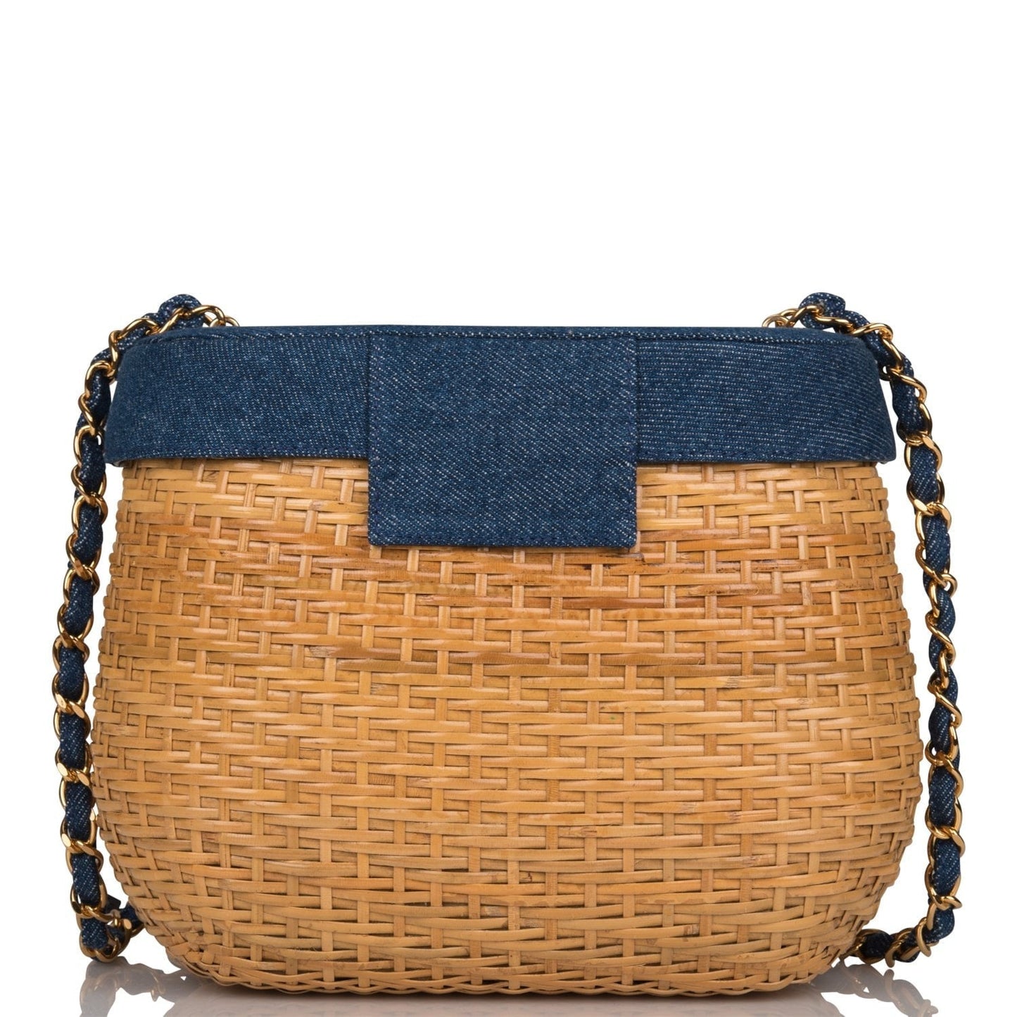 Chanel  Basket Bag Denim and Wicker Gold Hardware