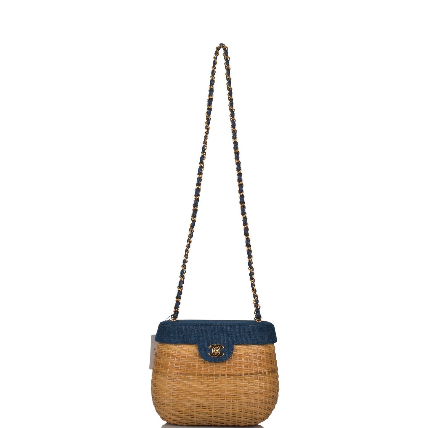 Chanel  Basket Bag Denim and Wicker Gold Hardware