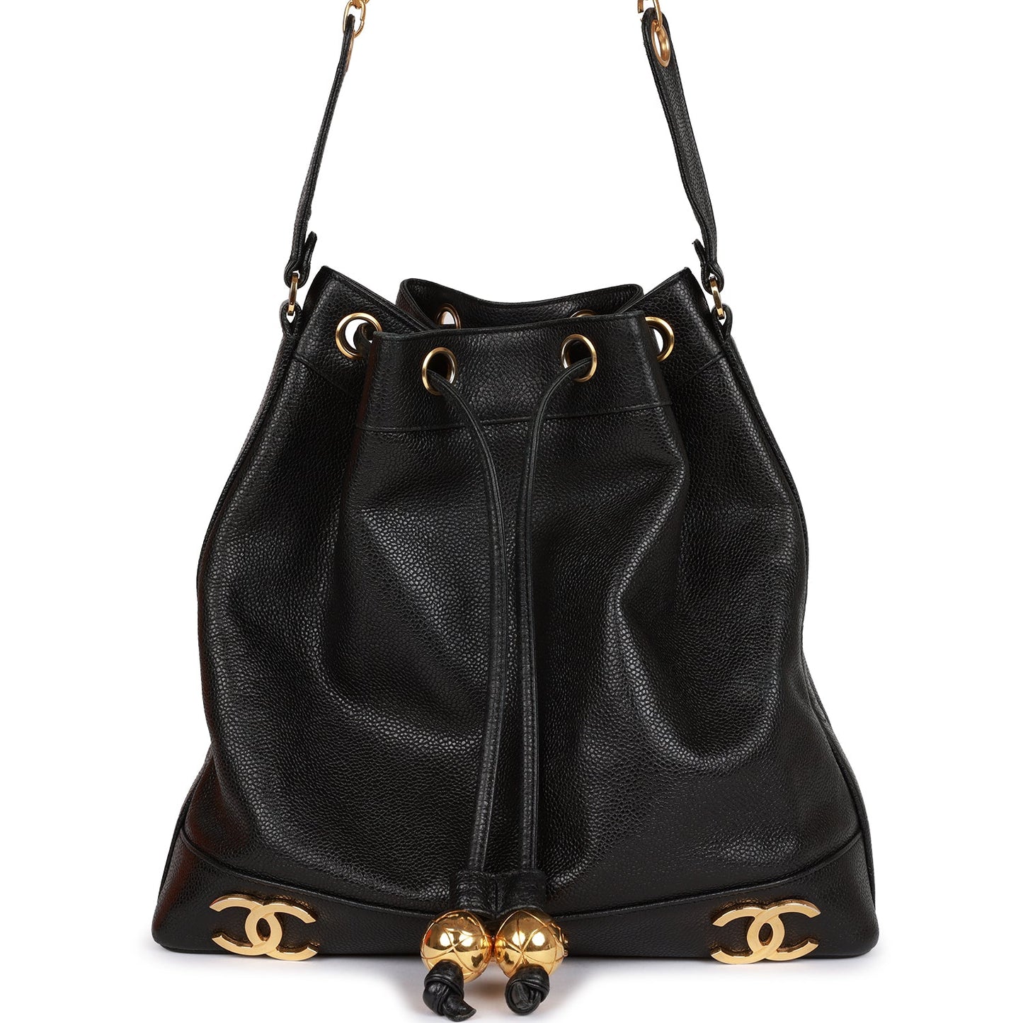 Chanel  CC Bucket Bag Black Caviar Gold Hardware