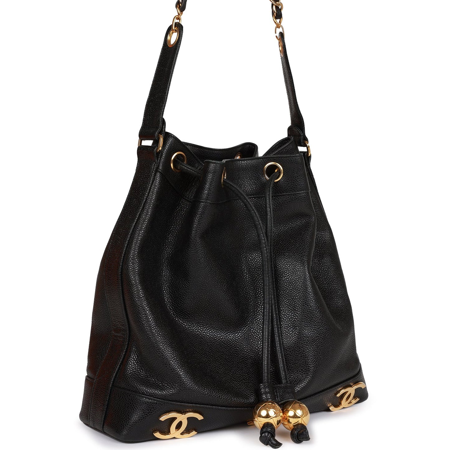Chanel  CC Bucket Bag Black Caviar Gold Hardware