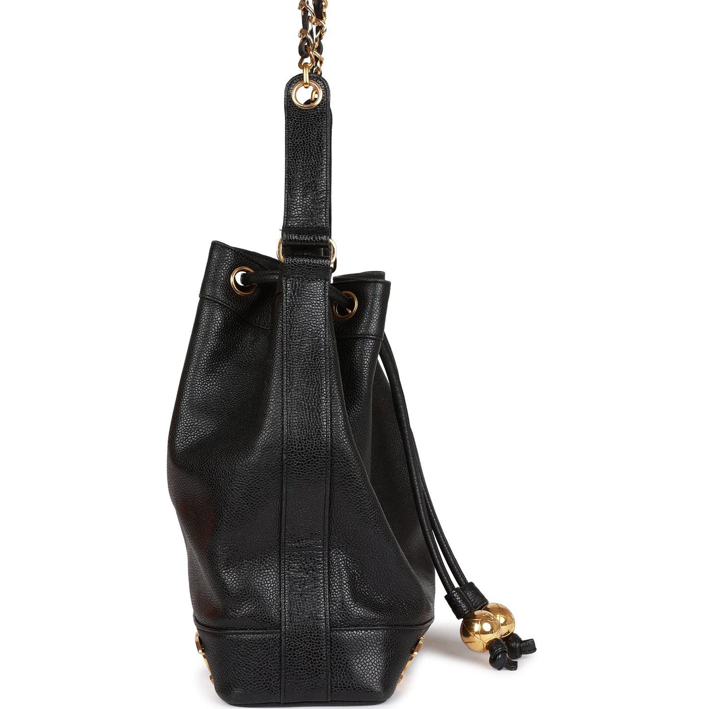 Chanel  CC Bucket Bag Black Caviar Gold Hardware