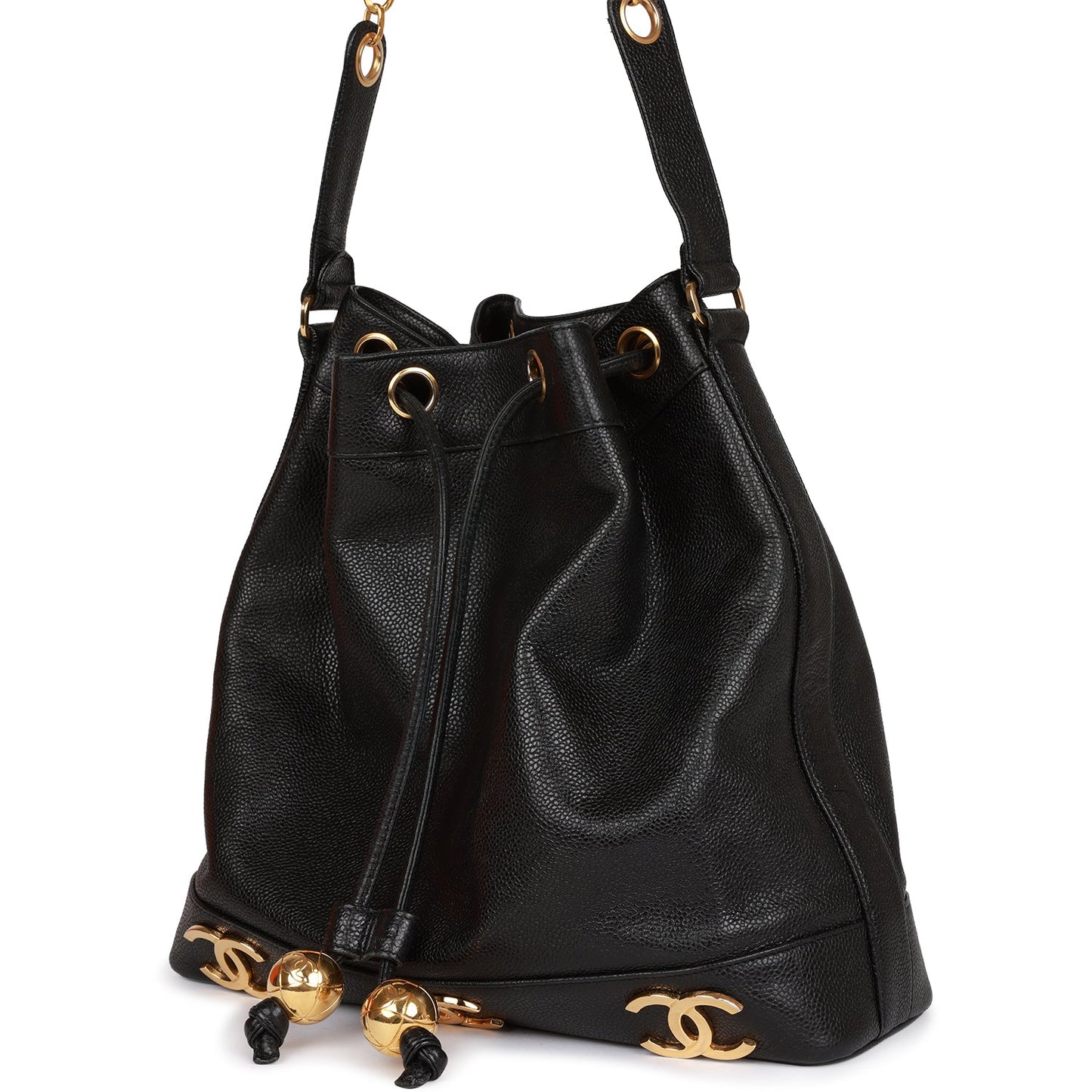 Chanel  CC Bucket Bag Black Caviar Gold Hardware