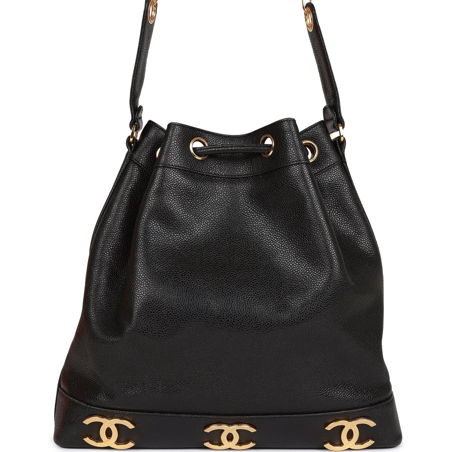 Chanel  CC Bucket Bag Black Caviar Gold Hardware