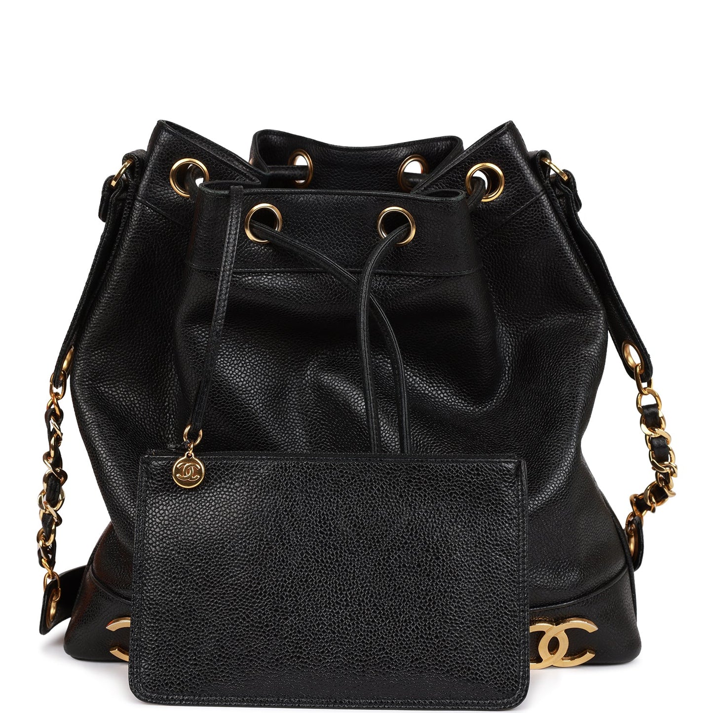 Chanel  CC Bucket Bag Black Caviar Gold Hardware