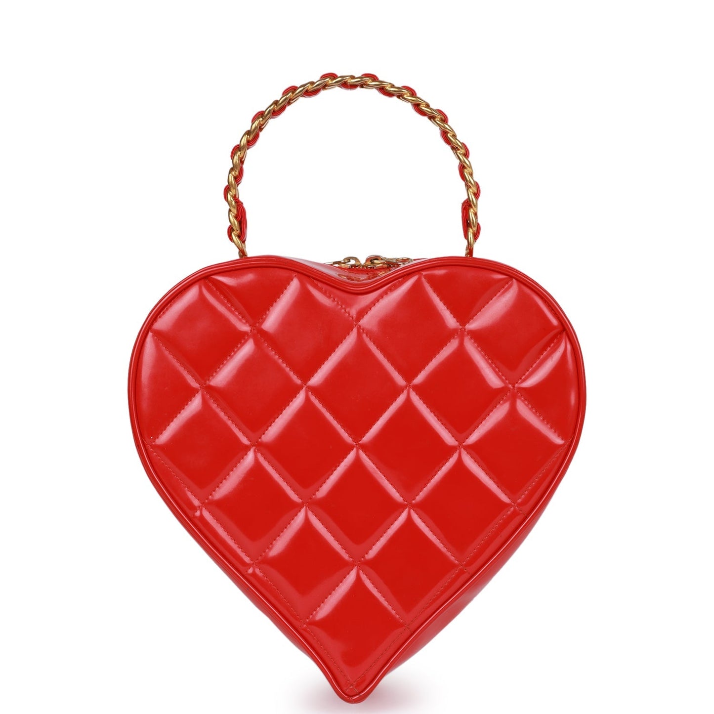 Chanel Heart Vanity Bag Red and Black Patent Antique Gold Hardware