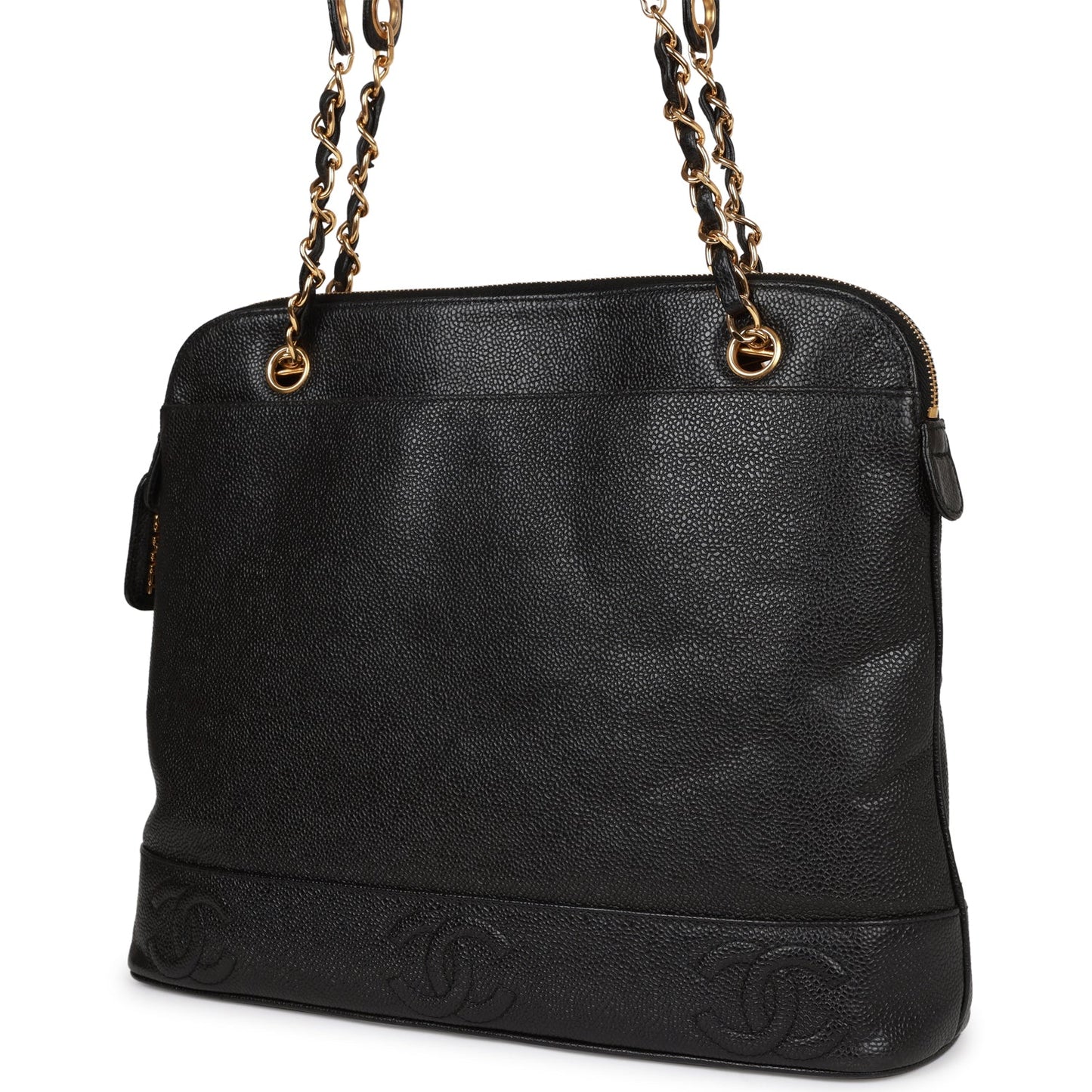 Chanel  Triple CC Tote Bag Black Caviar Gold Hardware