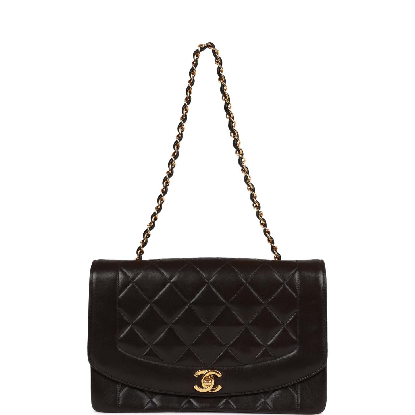 Chanel  Medium Diana Flap Bag Black Quilted Lambskin Gold Hardware