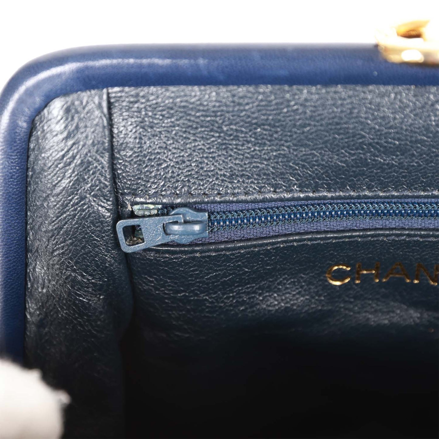 Chanel  Frame Tassel Bag Navy Satin Gold Hardware