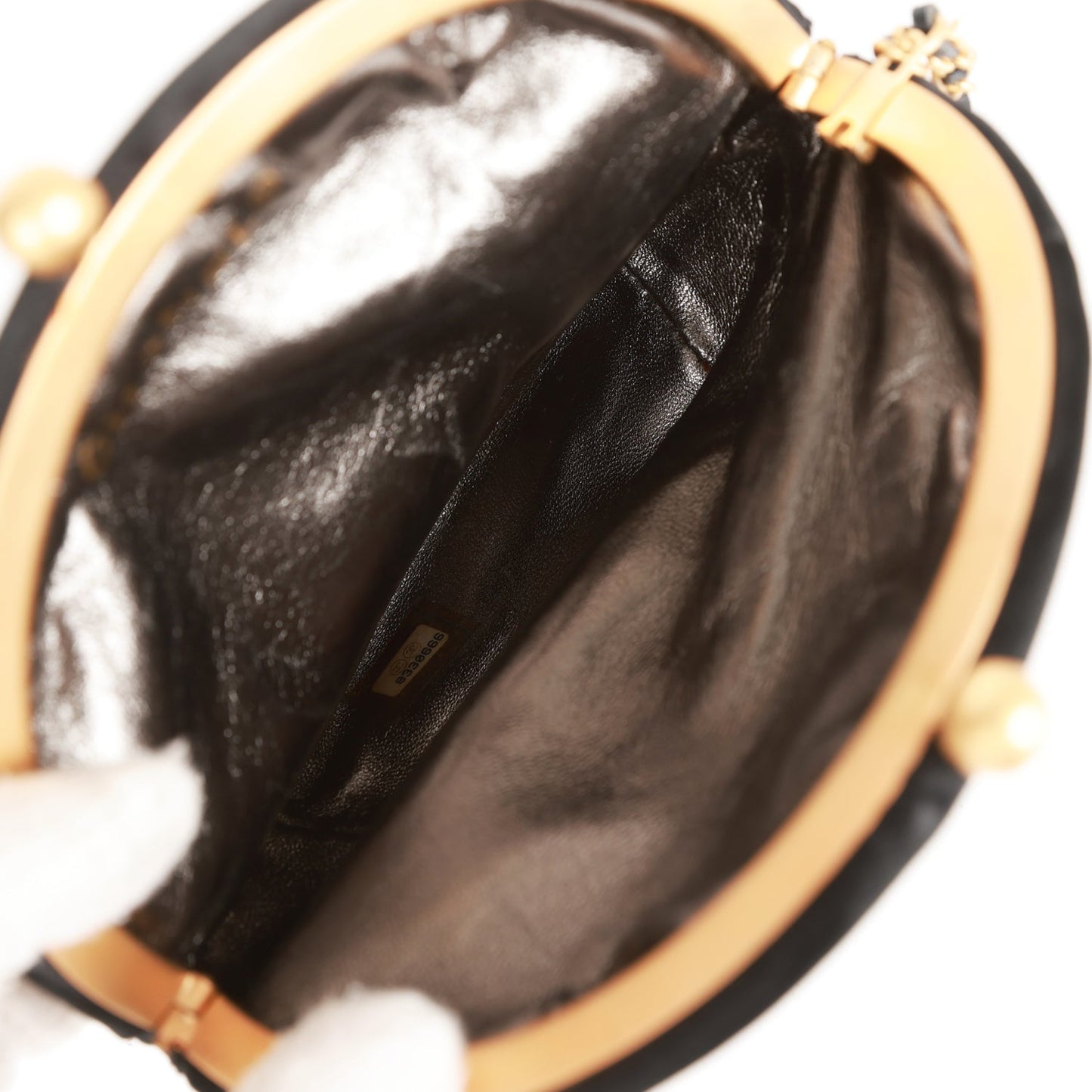 Chanel  Clutch Bag Black Satin Embellished Antique Gold Hardware