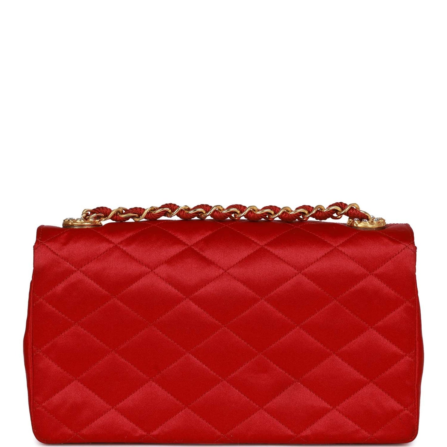 Chanel  Small Flap Bag Red Satin Gold Hardware