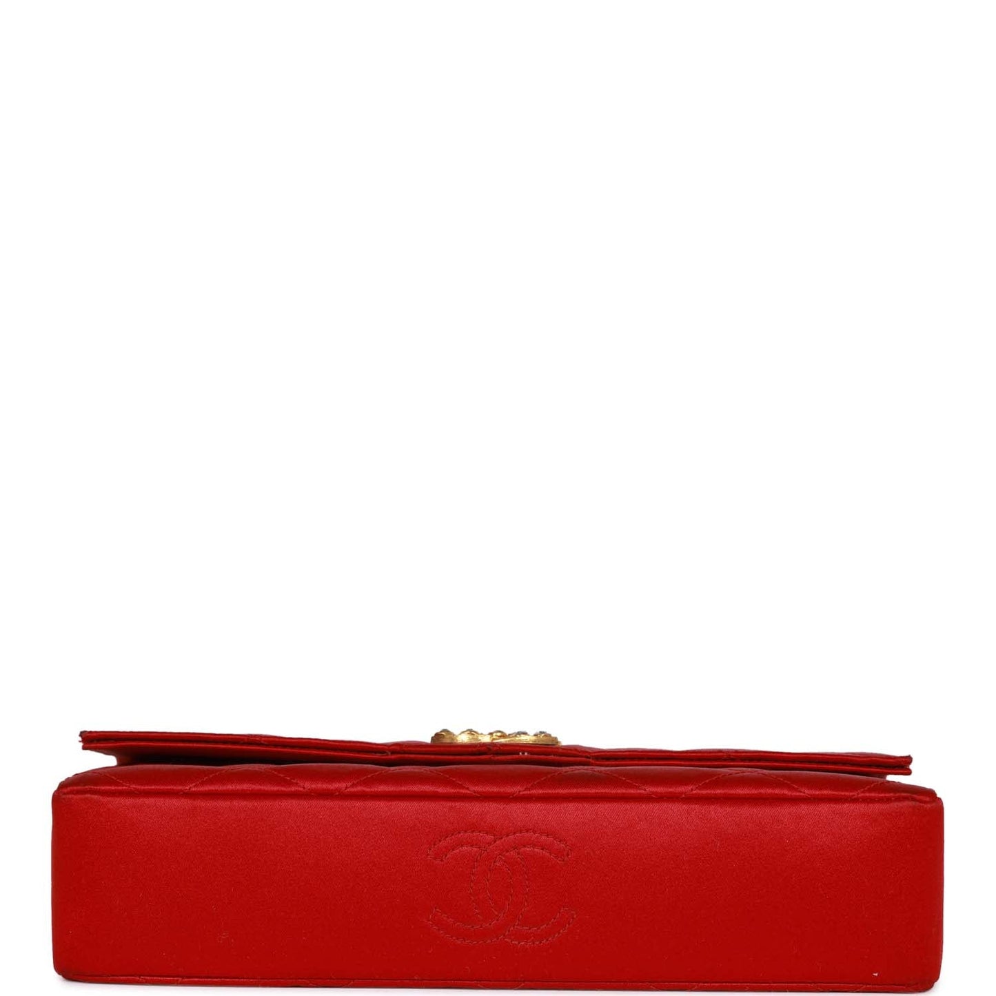 Chanel  Small Flap Bag Red Satin Gold Hardware