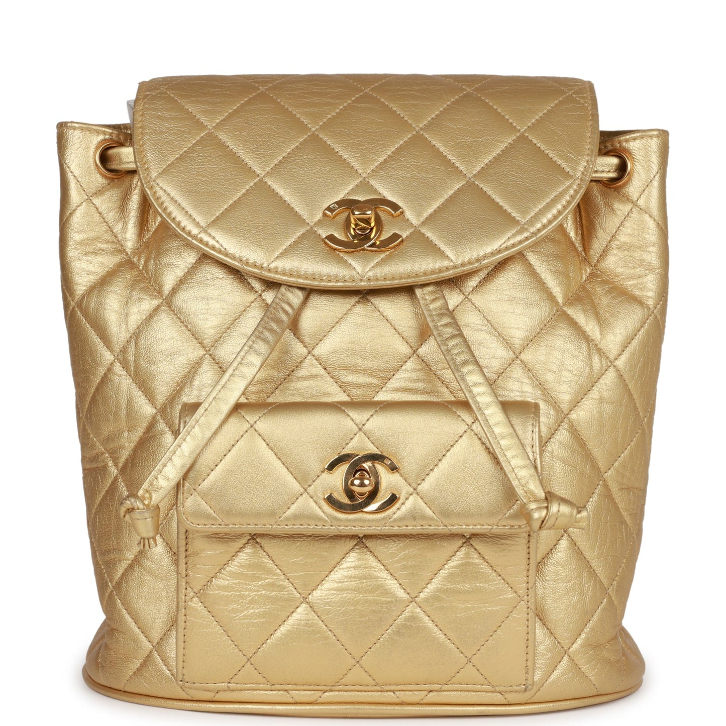 Chanel  Duma Backpack Gold Metallic Lambskin Gold Hardware