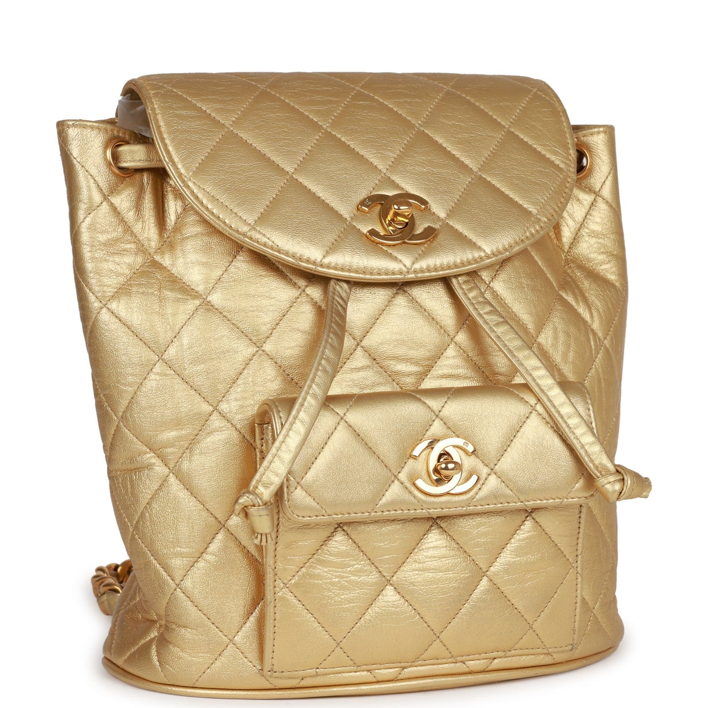 Chanel  Duma Backpack Gold Metallic Lambskin Gold Hardware